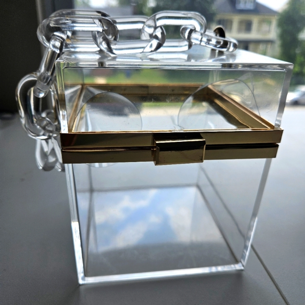 Modern clear acrylic clutch chain strap